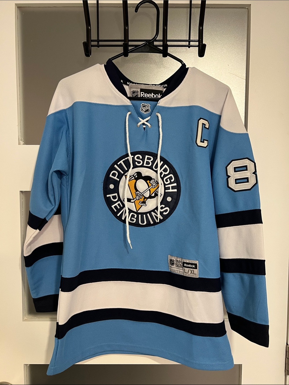 Vintage Reebok Sidney Crosby #87 Powder Blue Hockey Jersey